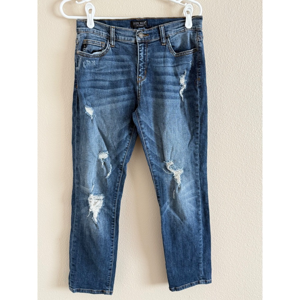 Judy Blue Los Angeles Distressed Boyfriend Jeans Medium Wash Denim Size‎ 9/29